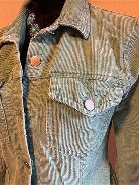Light Green Long-Sleeve Corduroy Shirt Dress